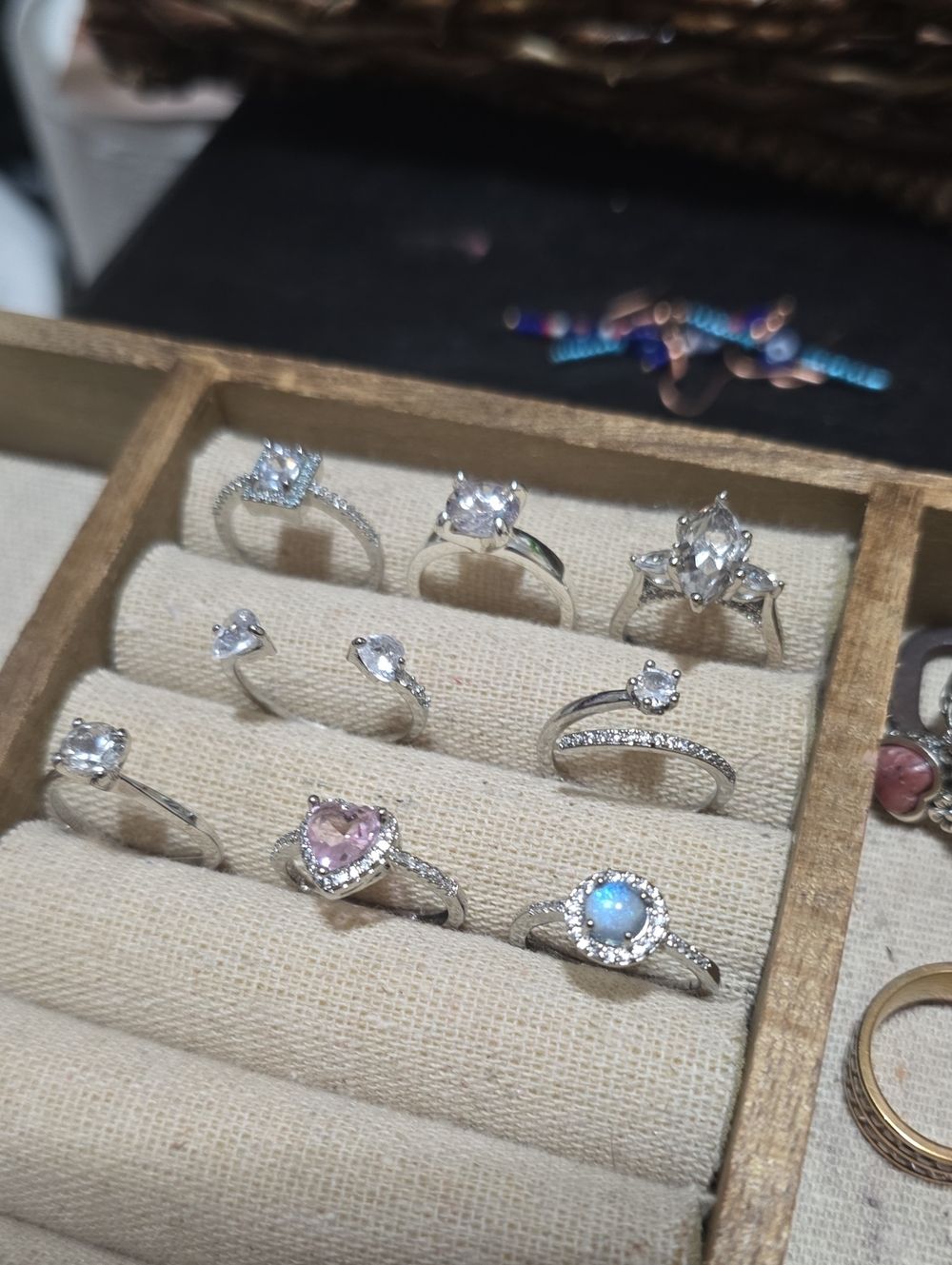 8 Sterling Plated Faux Costume Rings